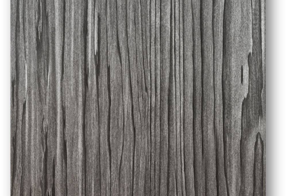 Weathered gray woodgrain finished metal swatch